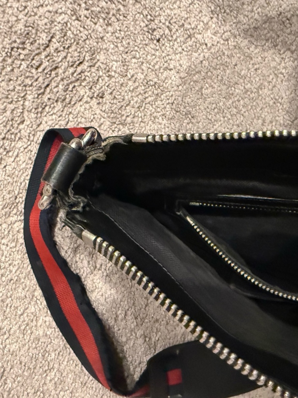 Gucci Black Monogram Messenger Bag with Red/Blue Strap - Picture 14 of 15
